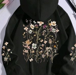 Black hoodie, beautiful flower print